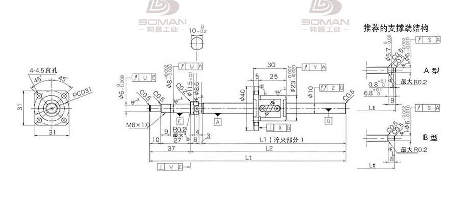 KURODA GP1002DS-EAFR-0210B-C3F 黑田精工丝杆怎么安装